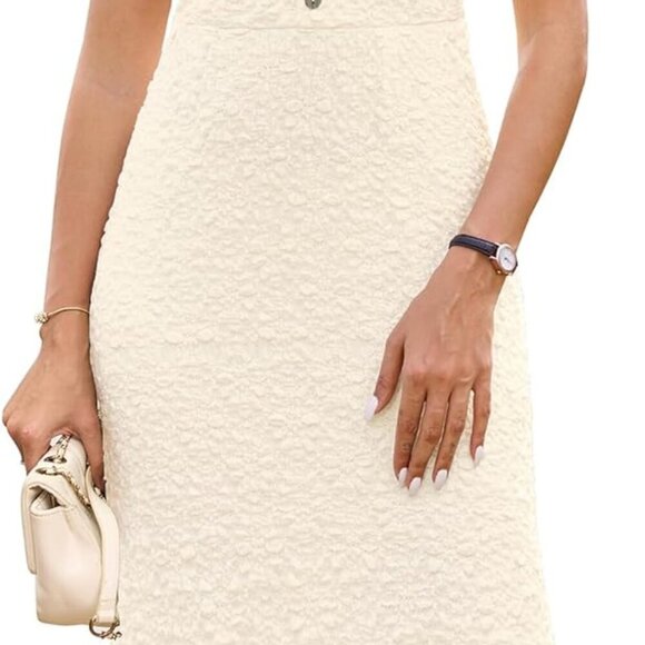 Dresses & Skirts - Womens 2025 Spring Summer Short Sleeve Elegant Lace Button Down Semi-Formal Work